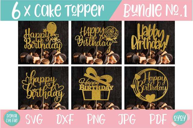 Cake Topper Bundle SVG | Happy Birthday SVG Bundle SVG OyoyStudioDigitals 