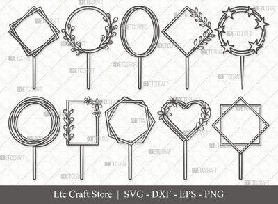 Cake Topper Outline SVG Cut File | Happy Birthday Svg | Birthday Cake Topper Svg | Wedding Cake Topper Svg | Cake Topper Svg Bundle SVG ETC Craft 