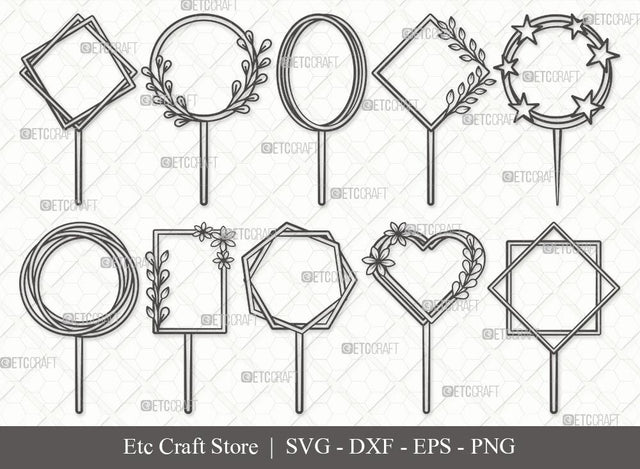 Cake Topper Outline SVG Cut File | Happy Birthday Svg | Birthday Cake Topper Svg | Wedding Cake Topper Svg | Cake Topper Svg Bundle SVG ETC Craft 