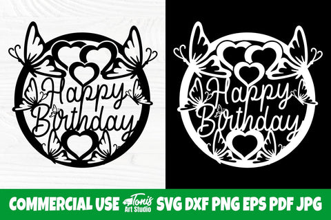 Cake Topper SVG, Birthday Girl Svg, Butterflies SVG TonisArtStudio 