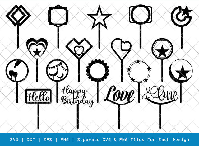 Cake Topper SVG, Birthday Silhouette, Topper Svg, Baby Announcement Cake Topper Svg, Cake Topper Frame Svg, Wedding Cake Topper Svg, Cake Topper Bundle SVG ETC Craft 