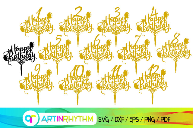 cake topper svg bundle SVG Artinrhythm shop 