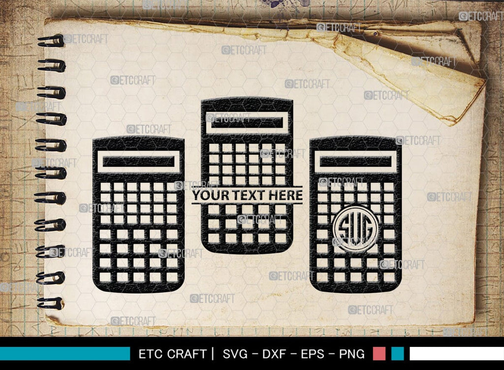 Custom Math Monogram Calculator Monogram, Calculator Silhouette, Calculator SVG, Math Svg ...