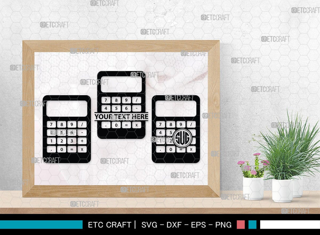 Custom Math Monogram Calculator Monogram, Calculator Silhouette, Calculator SVG, Math Svg ...