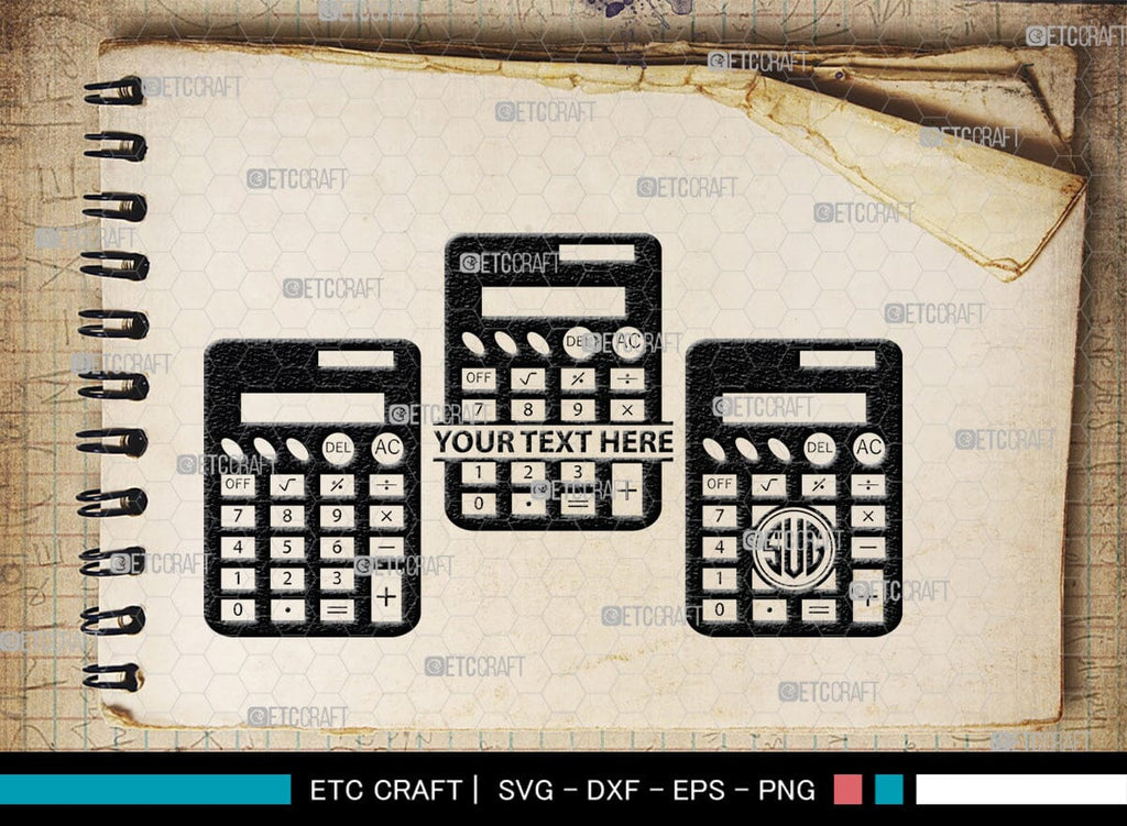 Custom Math Monogram Calculator Monogram, Calculator Silhouette, Calculator SVG, Math Svg ...