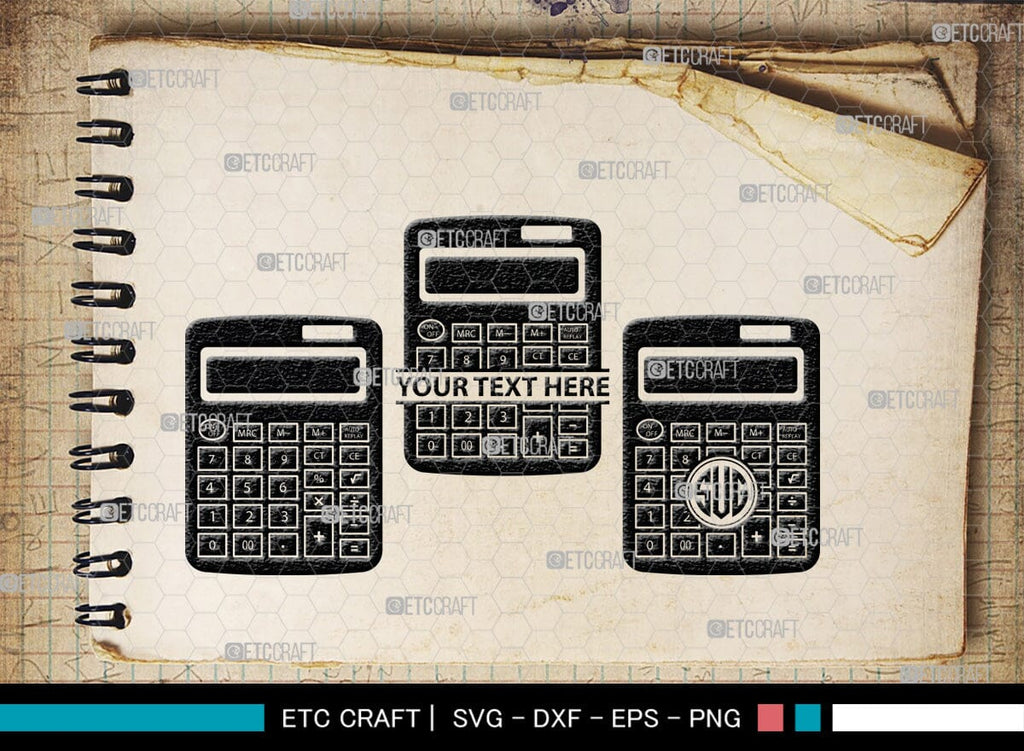 Custom Math Monogram Calculator Monogram, Calculator Silhouette, Calculator SVG, Math Svg ...