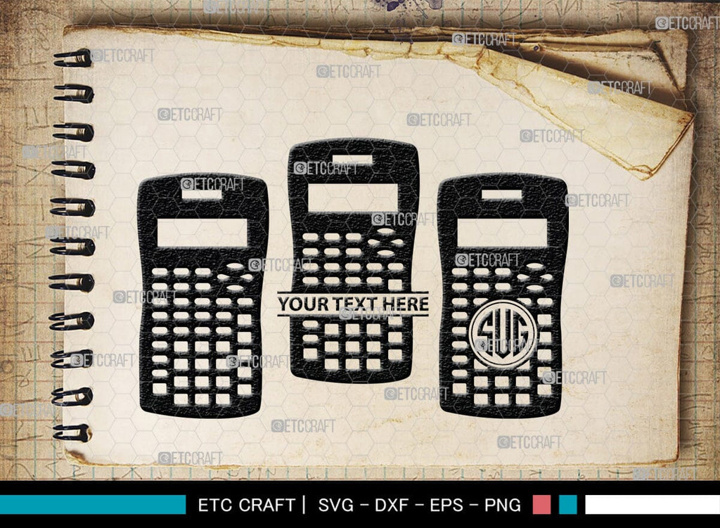 Custom Math Monogram Calculator Monogram, Calculator Silhouette, Calculator SVG, Math Svg ...