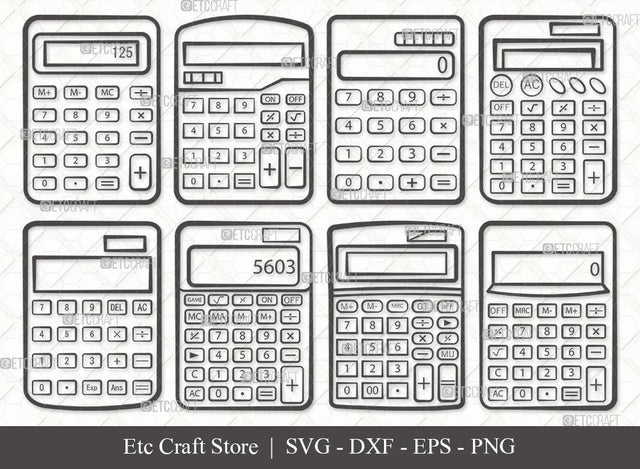 Calculator Outline SVG Cut File | Graphing Calculator SVG | Calculator Svg | Math Education Svg | Calculator Bundle SVG ETC Craft 