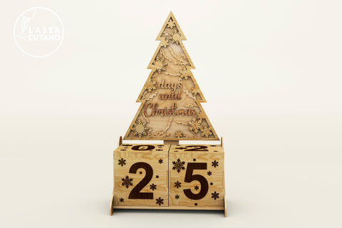 CALENDAR Days Until Christmas, Countdown Calendar SVG LaserCutano 