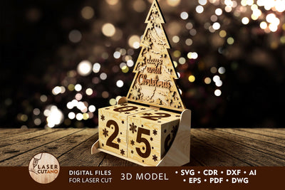 CALENDAR Days Until Christmas, Countdown Calendar SVG LaserCutano 