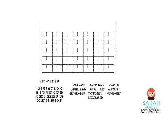 Calendar Grid SVG Sarah Hurley 