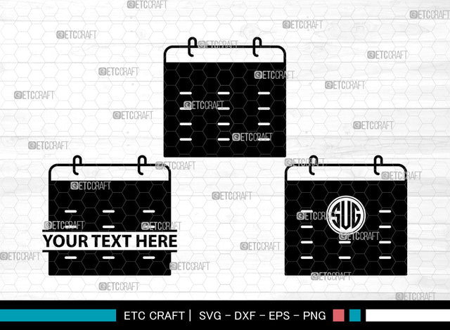 Calendar Icons Monogram, Calendar Svg, Planner Svg, Calendars, Home Calendar, Calendar Monogram, Icon Monogram, Svg Cut File, Dxf, Eps, Png, SVG ETC Craft 