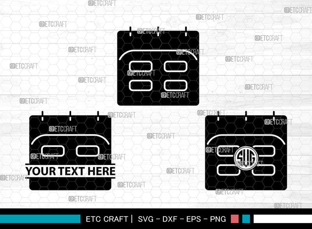 Calendar Icons Monogram, Calendar Svg, Planner Svg, Calendars, Home Calendar, Calendar Monogram, Icon Monogram, Svg Cut File, Dxf, Eps, Png, SVG ETC Craft 
