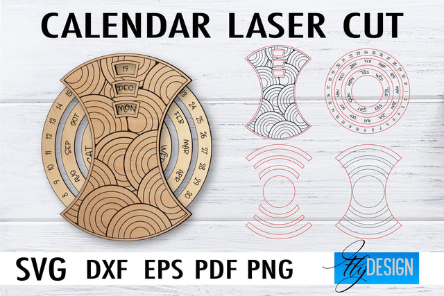 Calendar Laser Cut SVG | Home SVG Design | CNC files SVG Fly Design 