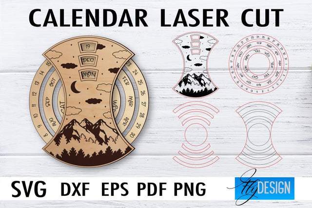 Calendar Laser Cut SVG | Home SVG Design | CNC files SVG Fly Design 