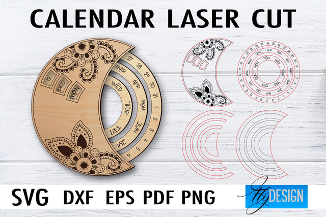 Calendar Laser Cut SVG | Home SVG Design | CNC files SVG Fly Design 