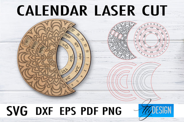 Calendar Laser Cut SVG | Home SVG Design | CNC files SVG Fly Design 