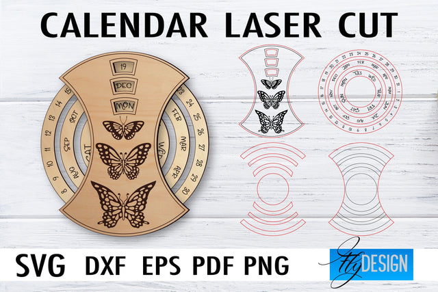 Calendar Laser Cut SVG | Home SVG Design | CNC files SVG Fly Design 