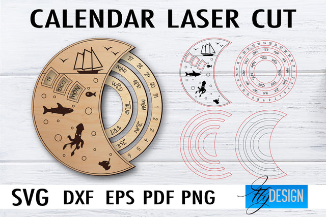 Calendar Laser Cut SVG | Home SVG Design | CNC files SVG Fly Design 