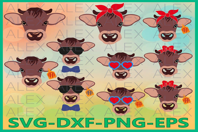 Calf with Bandana svg, Calf face SVG AlexSVGStudio 