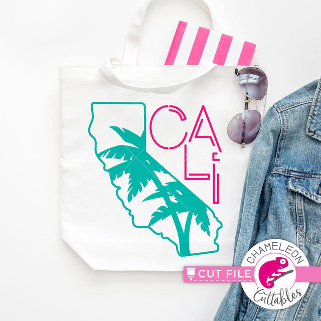 Cali California Palm Trees - CA - decal design - SVG SVG Chameleon Cuttables 