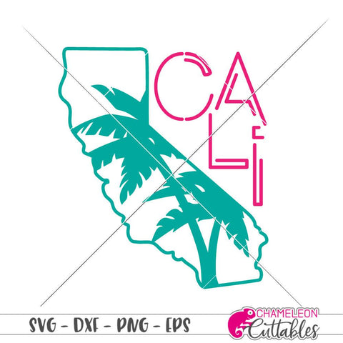 Cali California Palm Trees - CA - decal design - SVG SVG Chameleon Cuttables 