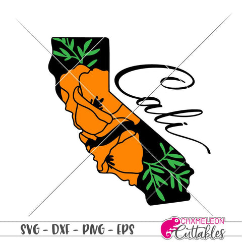 Cali California Poppy - CA - decal design - SVG SVG Chameleon Cuttables 