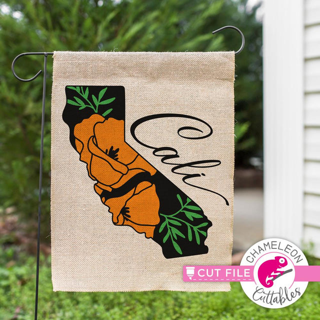 Cali California Poppy - CA - decal design - SVG SVG Chameleon Cuttables 