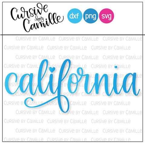 California Hand Lettered Cut File SVG Cursive by Camille 