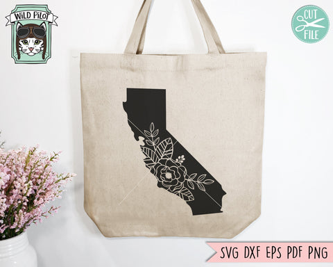 California SVG File, California State Silhouette SVG Cut File, Floral California SVG, California Flowers SVG, California Cut File, Floral State Cut File SVG Wild Pilot 