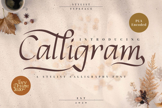 Calligram - Calligraphy Script Font Font Ibey Design 