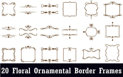 Calligraphic Floral ornament Border Frames SVG naemmiah021 