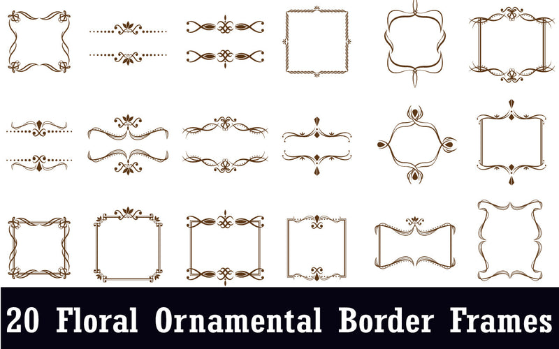 Calligraphic Floral ornament Border Frames SVG naemmiah021 