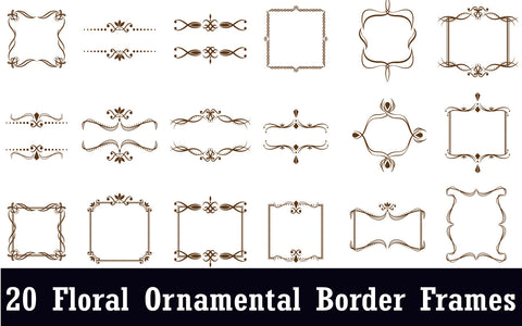 Calligraphic Floral ornament Border Frames SVG naemmiah021 