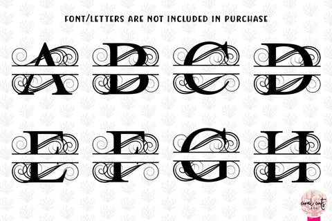 Calligraphic Swirl Split Monogram - Alphabets A to Z - EPS SVG DXF JPG PNG SVG CoralCutsSVG 