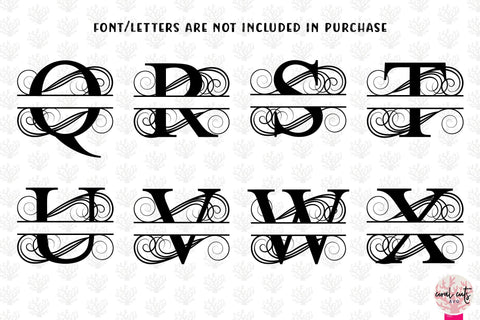 Calligraphic Swirl Split Monogram - Alphabets A to Z - EPS SVG DXF JPG PNG SVG CoralCutsSVG 