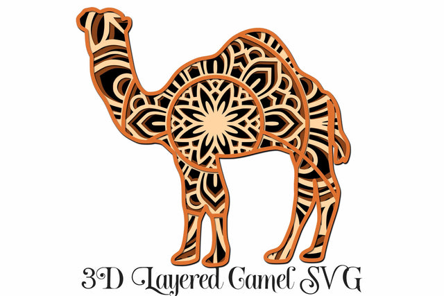 Camel Mandala 3D Layered SVG Design - 4 Layers SVG Digital Honeybee 