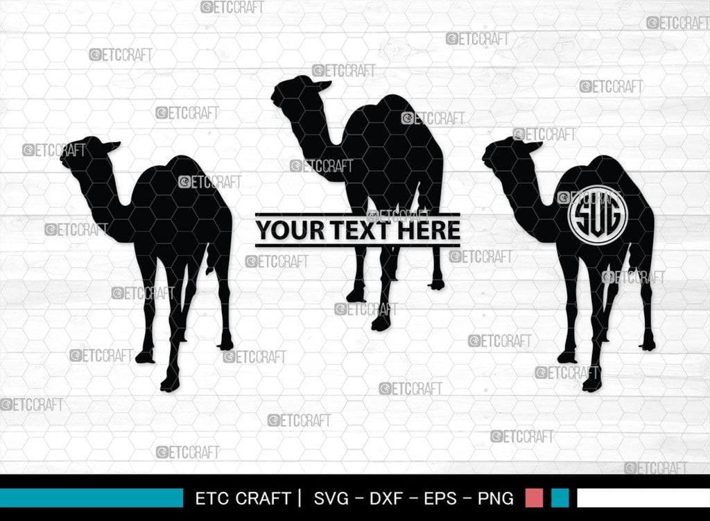 Camel Monogram, Camel Silhouette, Camel SVG, Desert Animal Svg, Black ...