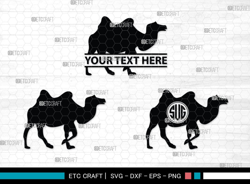 Camel Monogram, Camel Silhouette, Camel SVG, Desert Animal Svg, Black ...