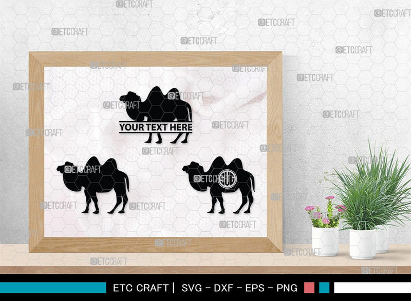 Camel Monogram, Camel Silhouette, Camel SVG, Desert Animal Svg, Black ...