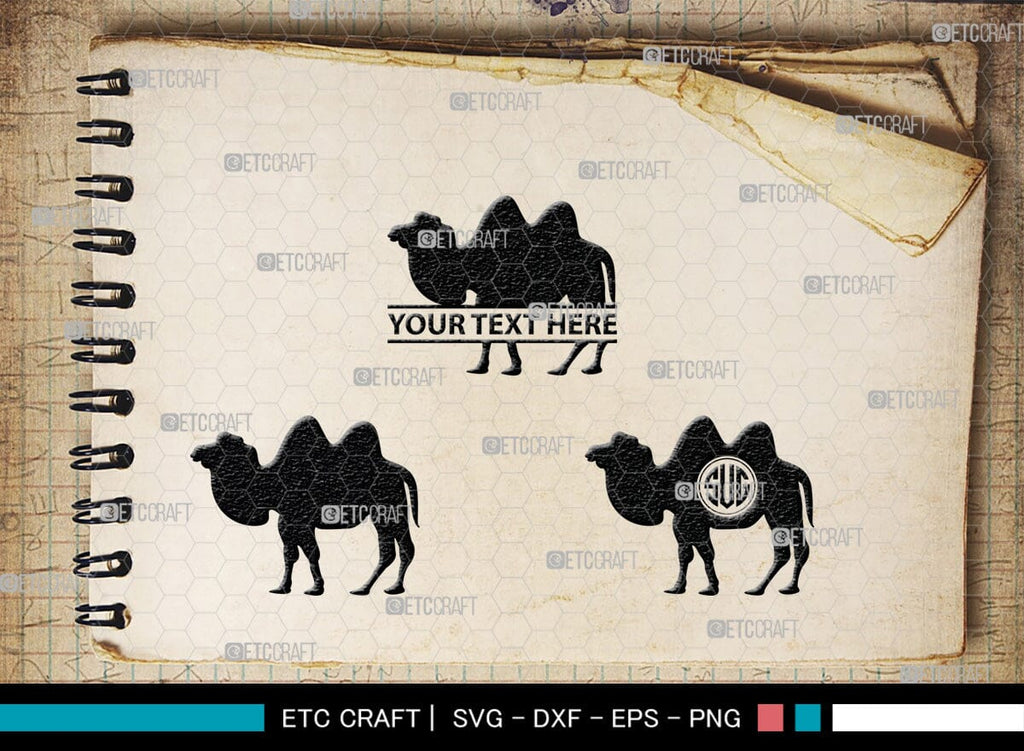 Camel Monogram, Camel Silhouette, Camel SVG, Desert Animal Svg, Black ...