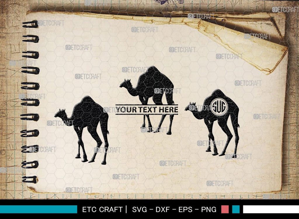 Camel Monogram, Camel Silhouette, Camel SVG, Desert Animal Svg, Black ...