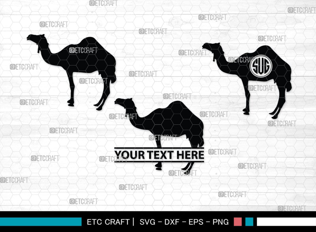 Camel Monogram, Camel Silhouette, Camel SVG, Desert Animal Svg, Black ...