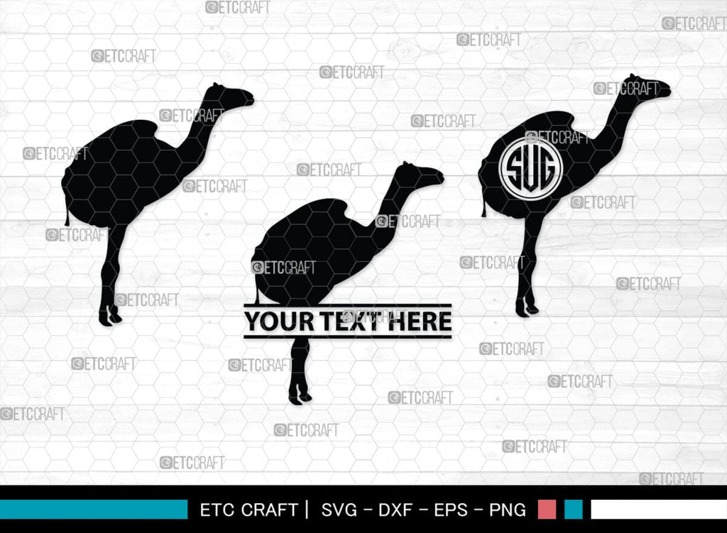 Camel Monogram, Camel Silhouette, Camel SVG, Desert Animal Svg, Black ...