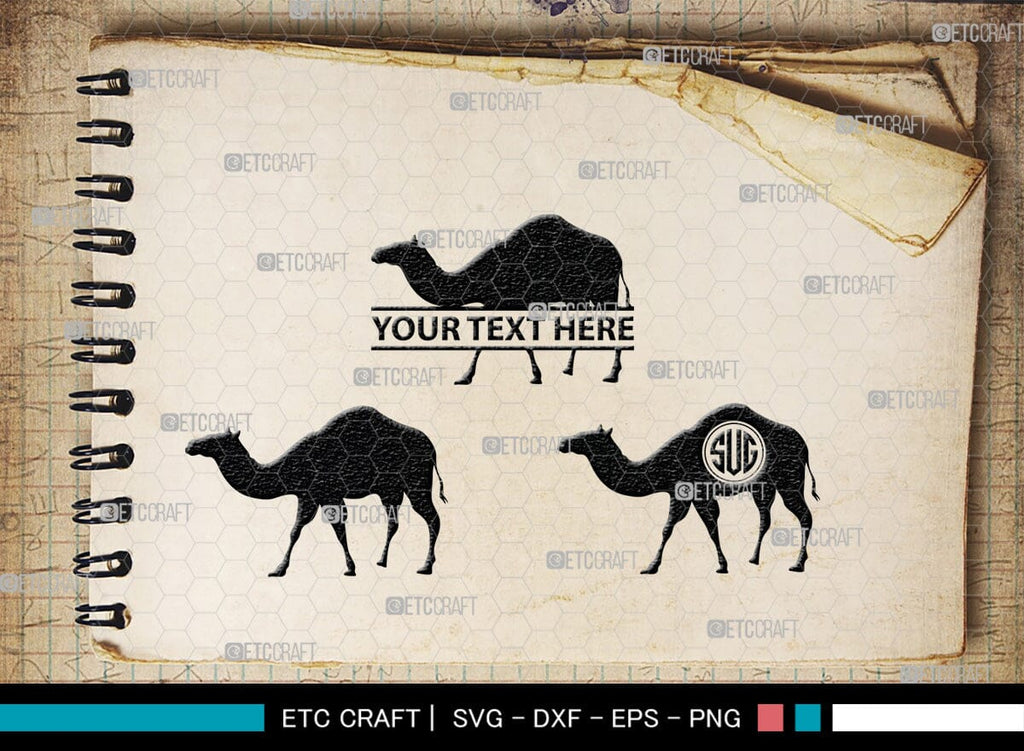 Camel Monogram, Camel Silhouette, Camel SVG, Desert Animal Svg, Black ...