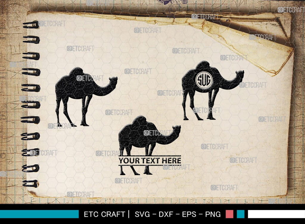 Camel Monogram, Camel Silhouette, Camel SVG, Desert Animal Svg, Black ...
