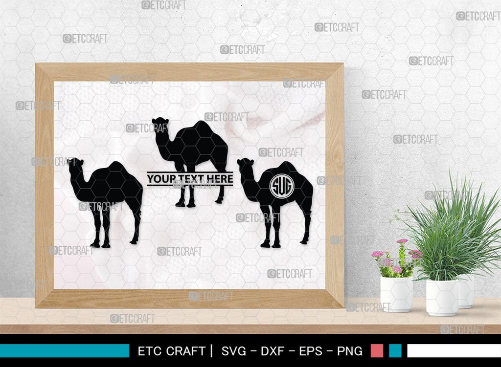 Camel Monogram, Camel Silhouette, Camel SVG, Desert Animal Svg, Black ...