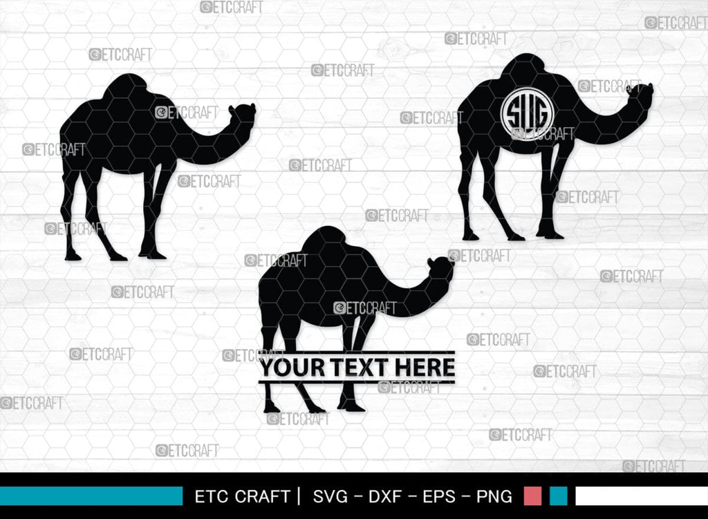 Camel Monogram, Camel Silhouette, Camel SVG, Desert Animal Svg, Black ...