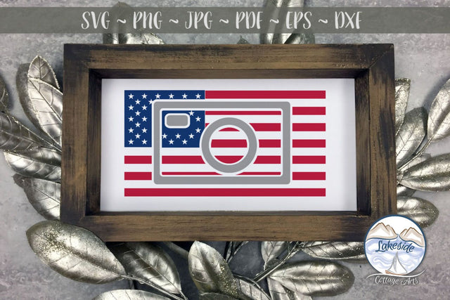Camera American Flag SVG Lakeside Cottage Arts 