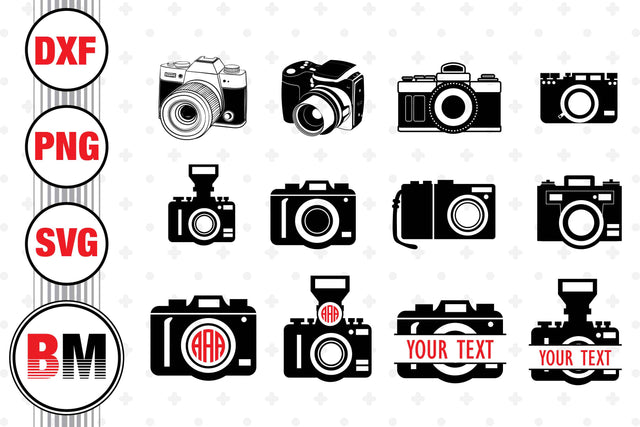 Camera, Camera Monogram SVG, PNG, DXF Files SVG BMDesign 